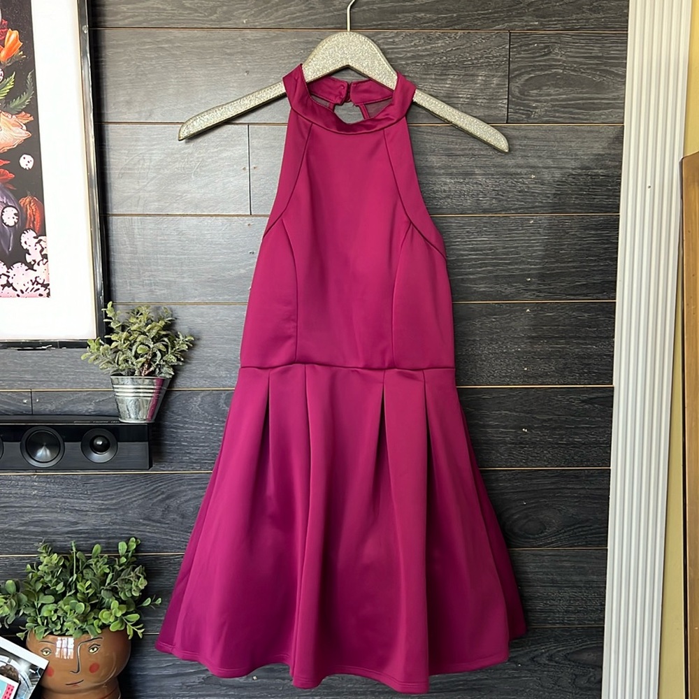 Macy’s Berry Color High Neck Cocktail Fit & Flare Sz 7